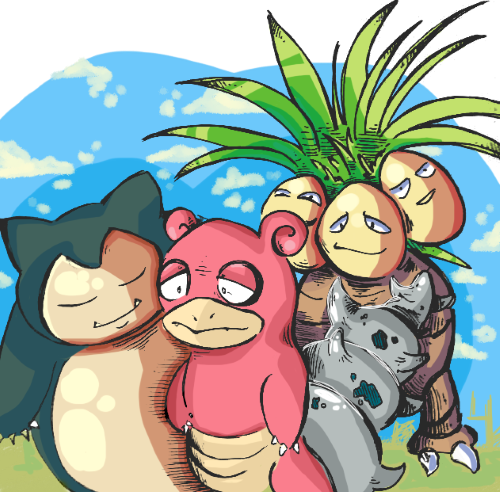 Snorlax, Slowbro, and Exeggutor
