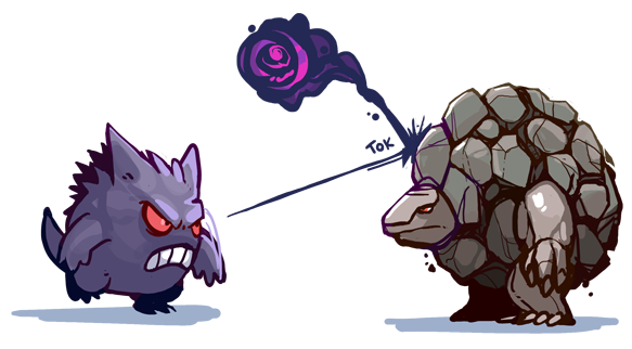 gengar attacking golem