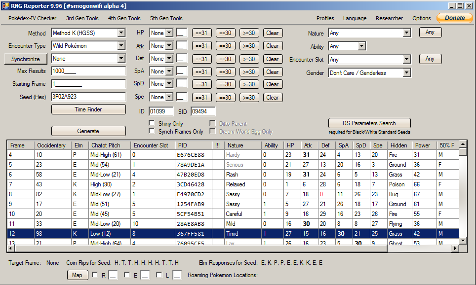 Method K Main Window Result