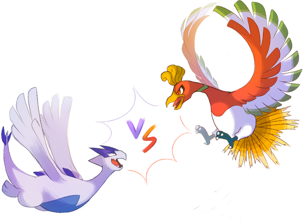 Lugia vs Ho-Oh by monomite