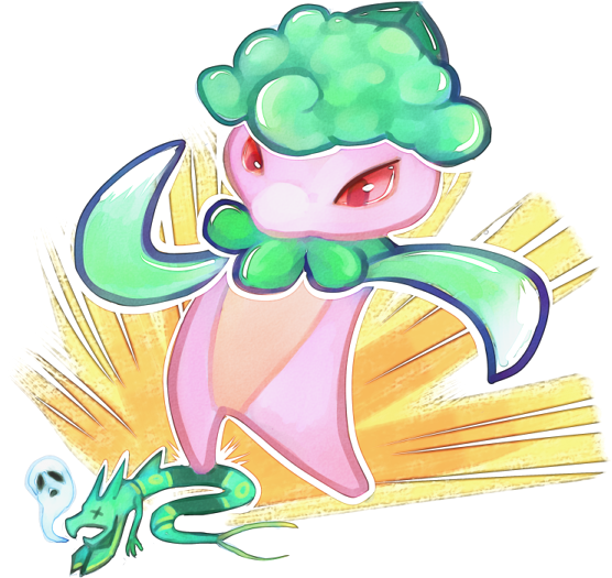 Fomantis atacando a Mega Rayquaza