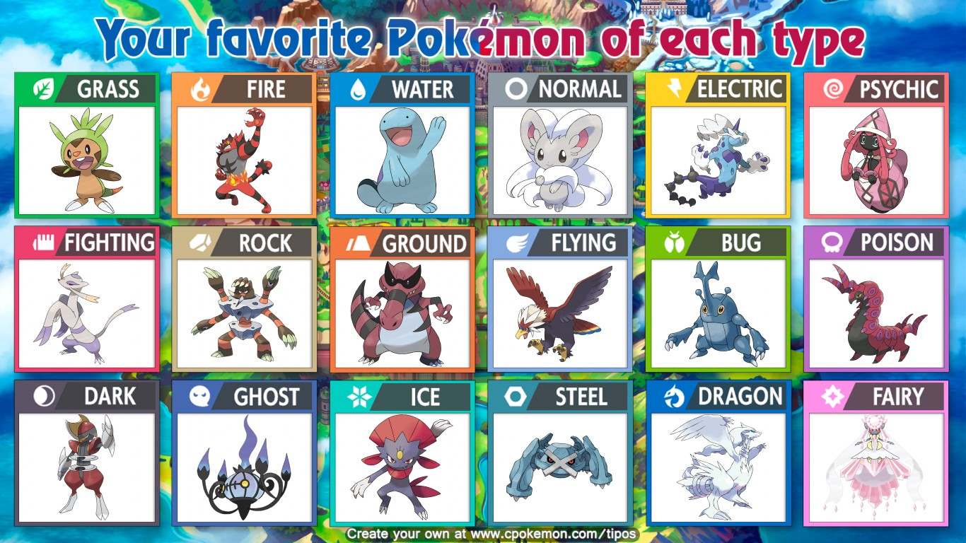 favorite pokeyman of each type Smogon Forums