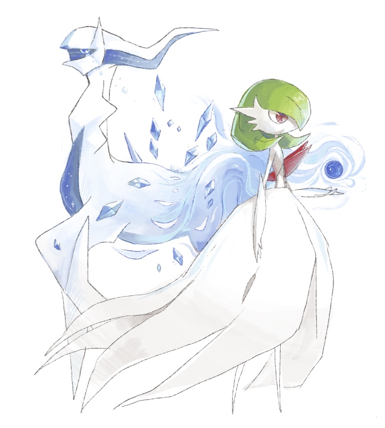 gardevoir and mega gardevoir (pokemon) drawn by odd_eye_masao