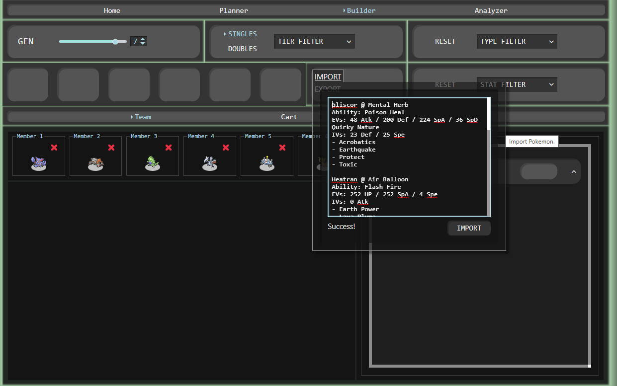 Importing entire team using PokePaste format
