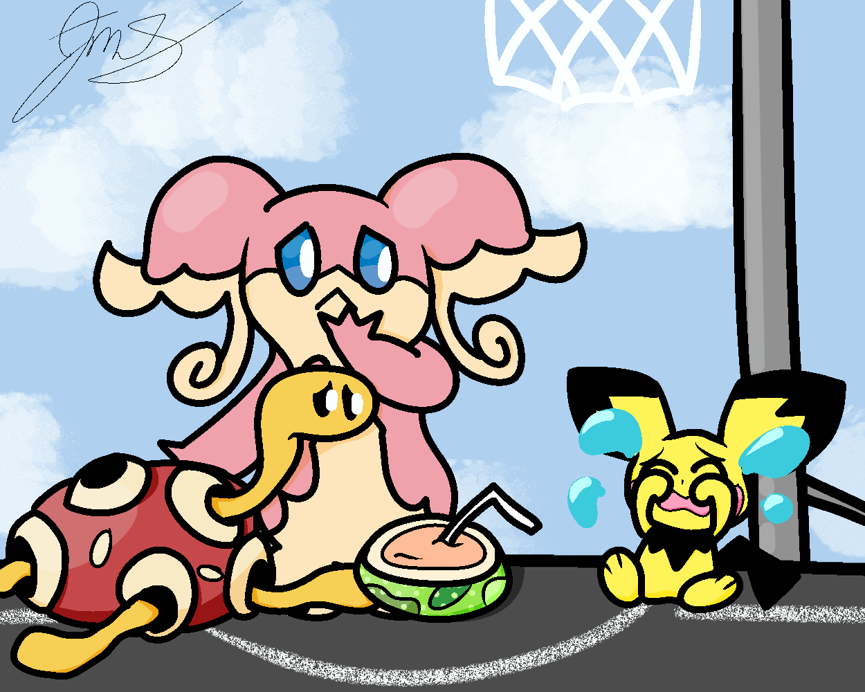 audino shuc pichu attack on Audiino.png