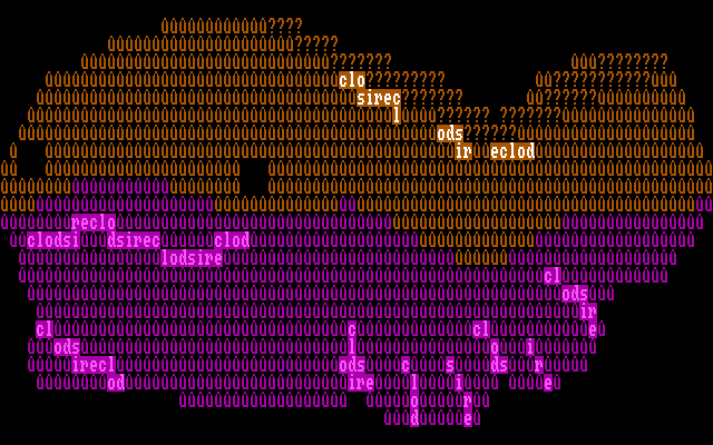 ascii art of clodsire. the spots on its back and the outlines on the lower half of its body read 'clodsire' over and over again