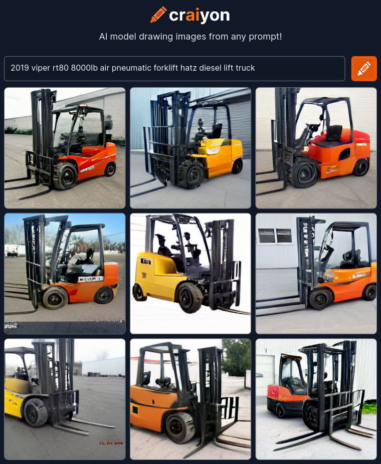 craiyon_111036_2019_viper_rt80_8000lb_air_pneumatic_forklift_hatz_diesel_lift_truck.png