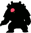 A silhouetted Bloodmoon Ursaluna 3D sprite, rendered for Halloween