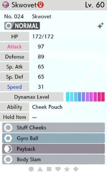 8] Galarian Farfetch'd after 351 eggs (Masuda Method and Shiny Charm) in a  Level Ball and with the Scrappy ability. By breeding, it learned  Double-Edge and Sky Attack passed on by a