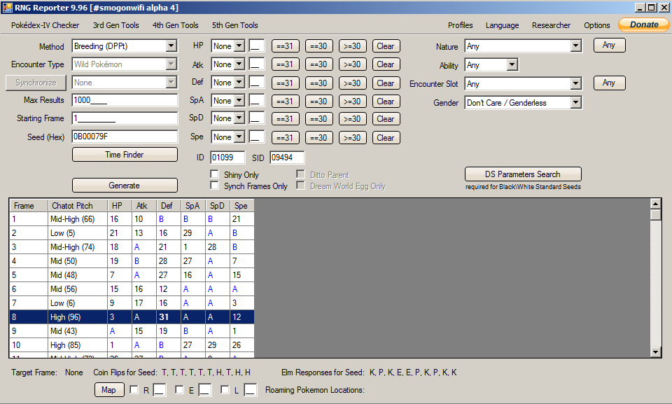 Breeding DPPt Main Window