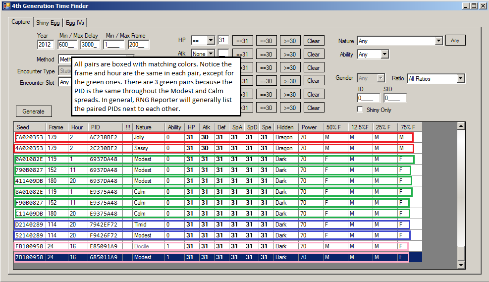 4th Gen Time Finder Method 1 Spread Pairs