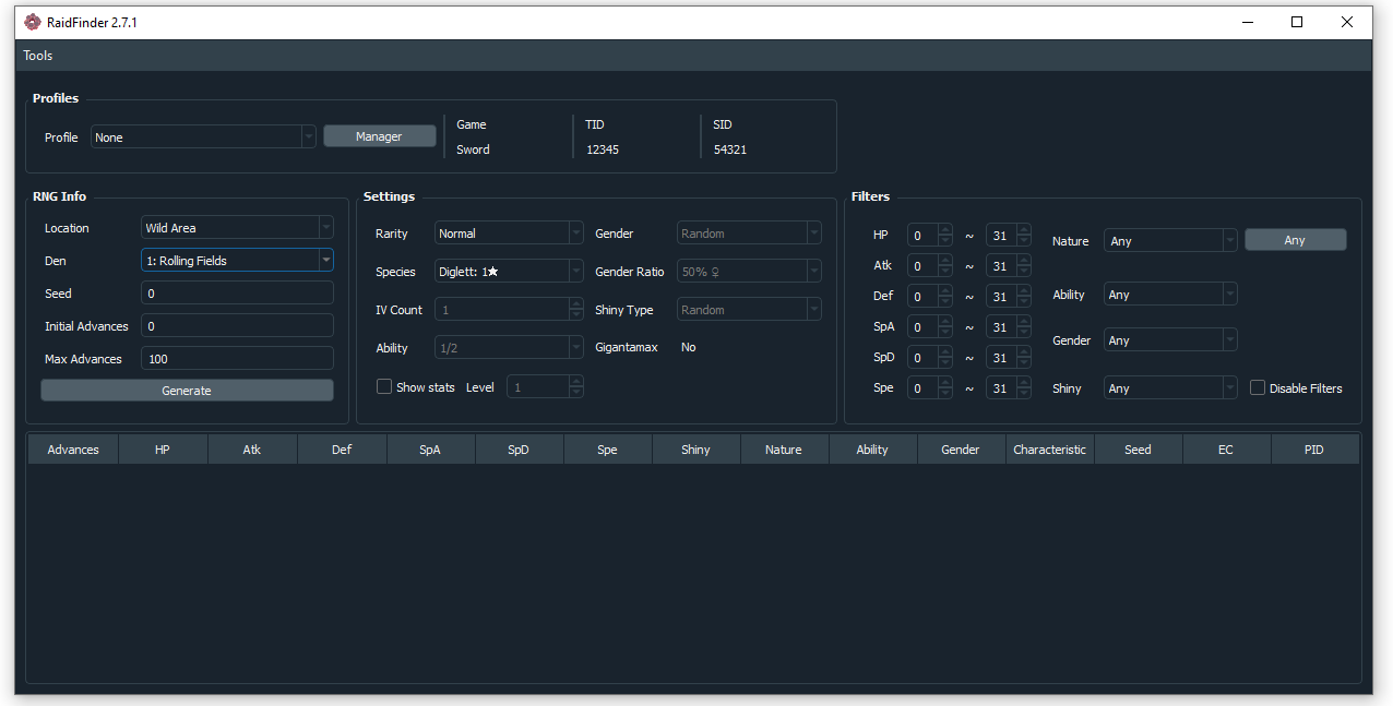 Raid Finder window