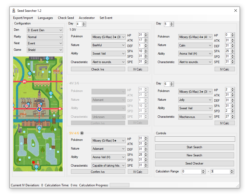 Seed Searcher with all fields entered