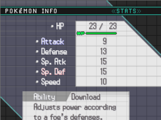 captured pokemon's stats